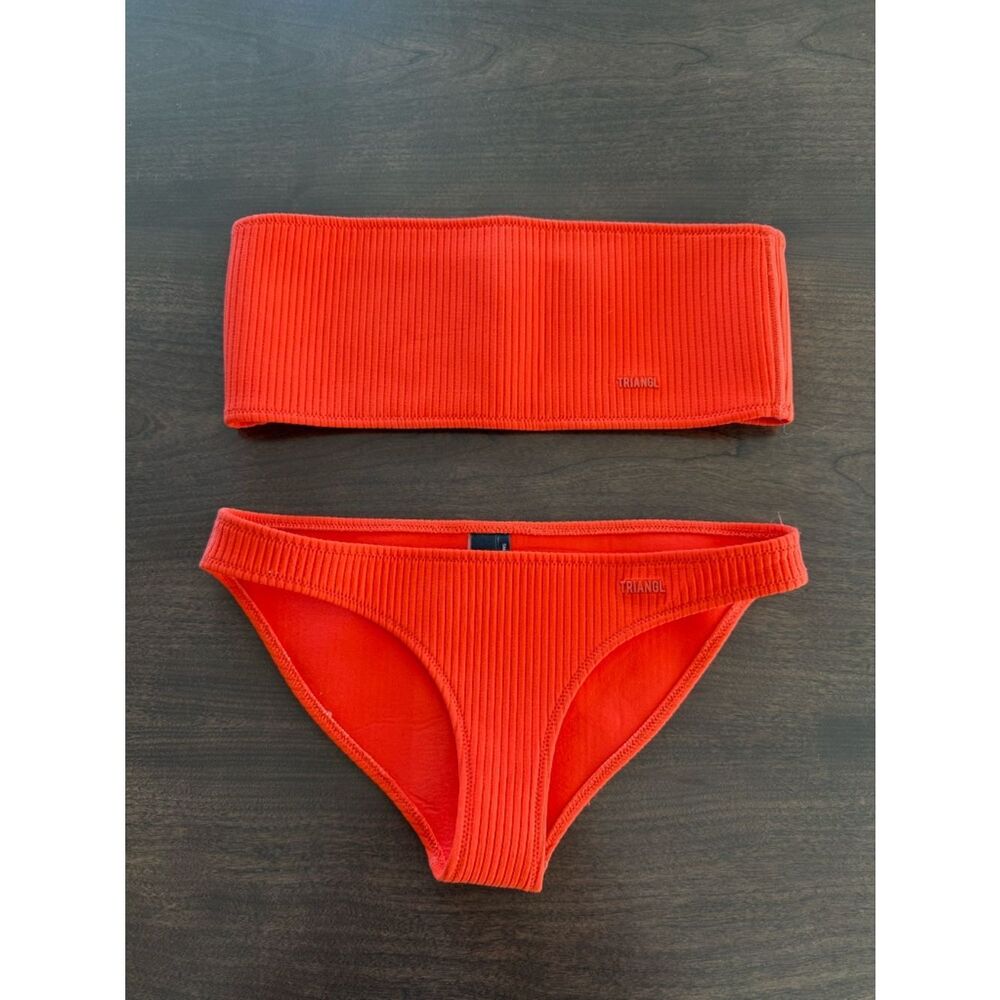 BRAND TRIANGL NEON ORANGE BIKINI SET, SM BOTTOM, MED TOP